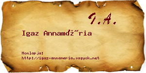 Igaz Annamária névjegykártya